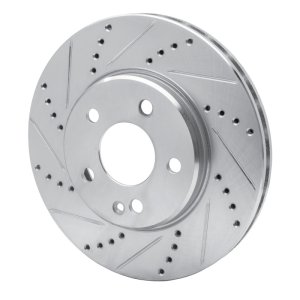 Mercedes-Benz B200 Brake Rotor (1) - Front Left - R1 Concepts - Drilled & Slotted - Silver - `06-`11